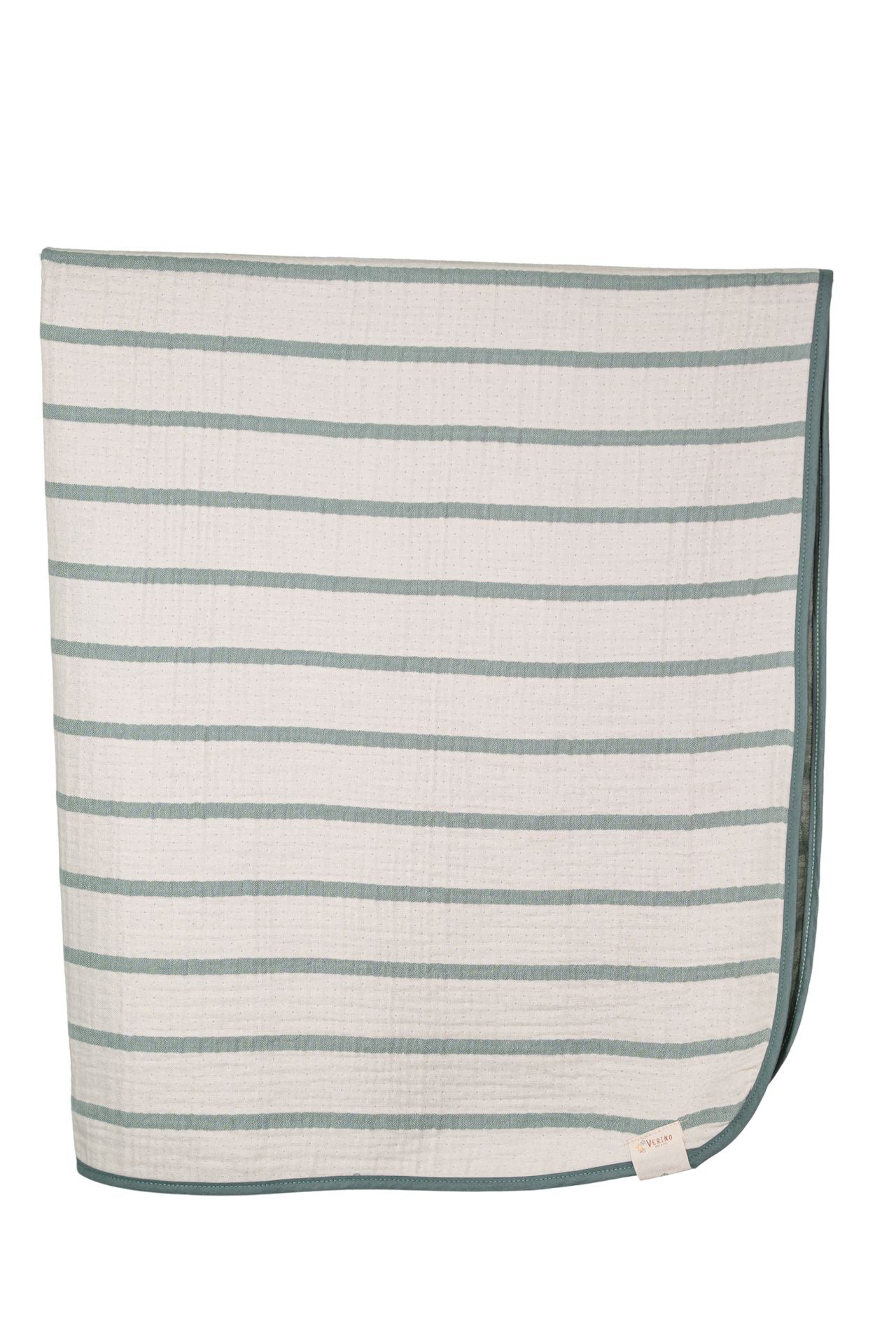 Musselin-Babydecke - Mint gestreift - 100% Bio-Baumwolle