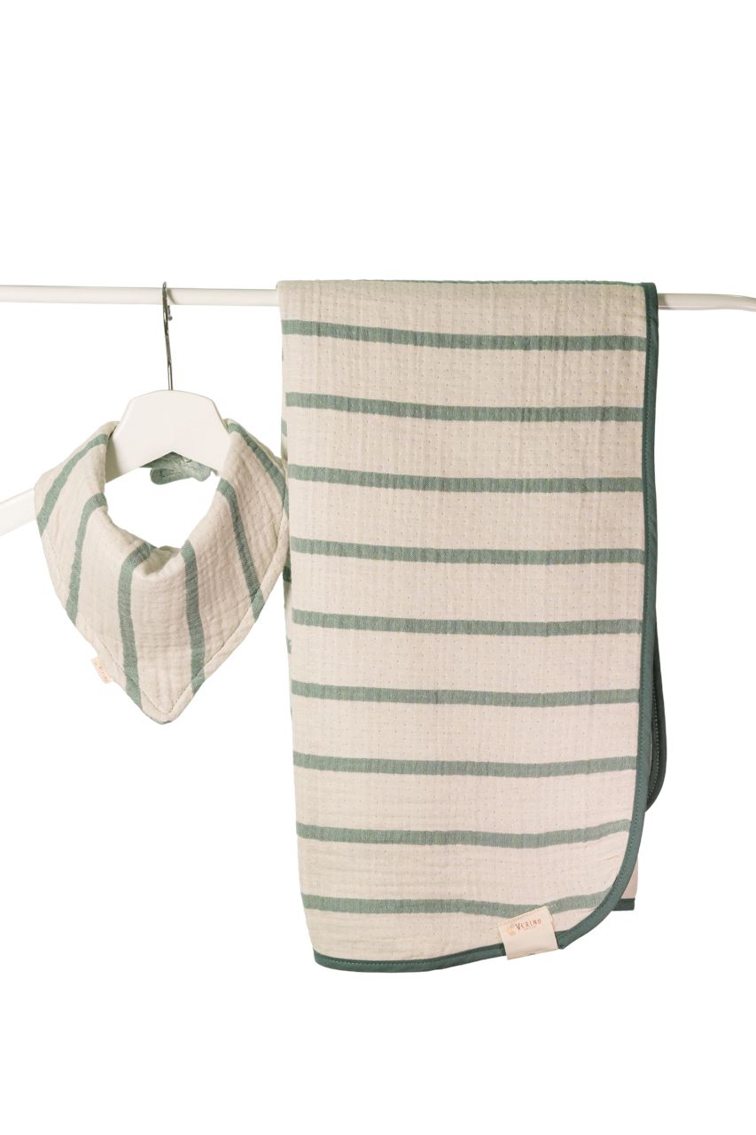 Musselin Bandana Lätzchen - Mint gestreift - 100% Bio-Baumwolle
