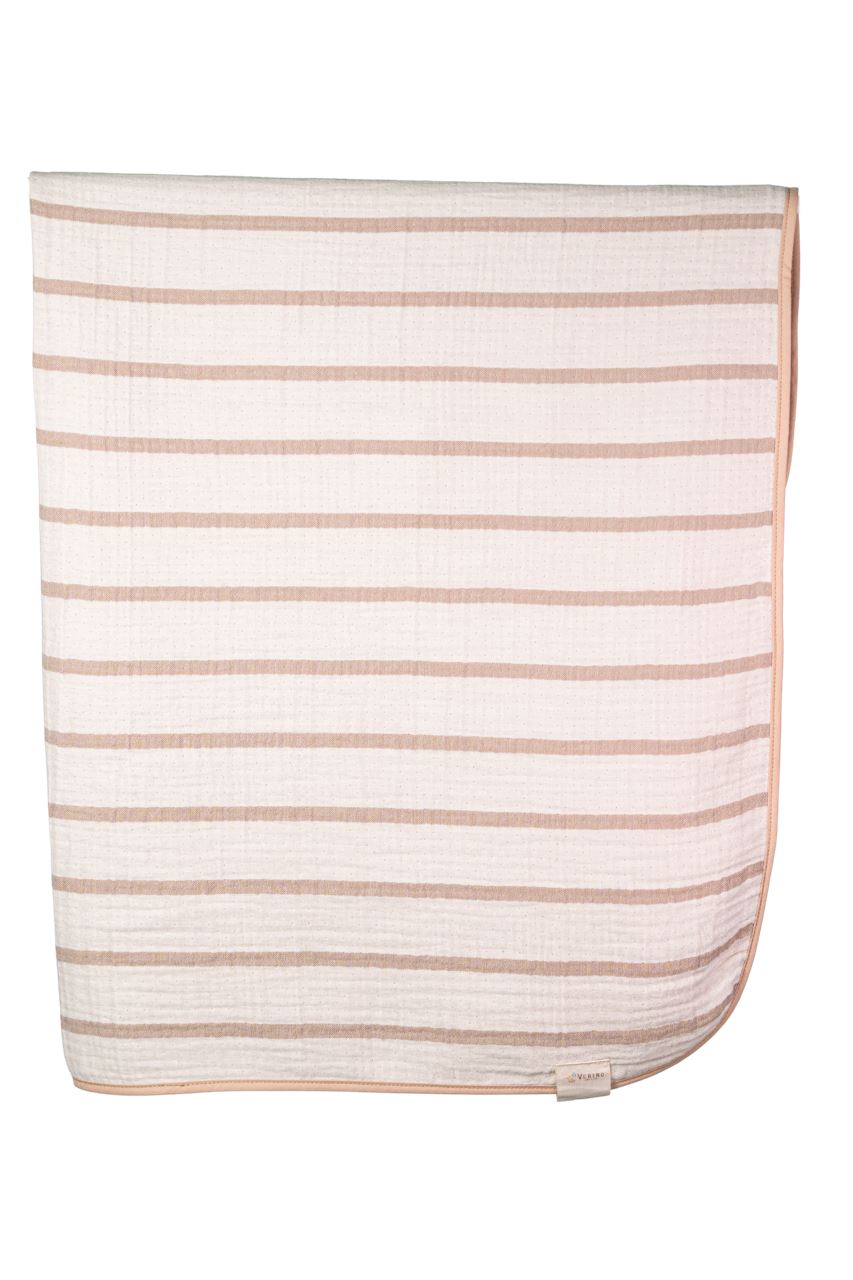 Musselin-Babydecke - Beige gestreift - 100% Bio-Baumwolle
