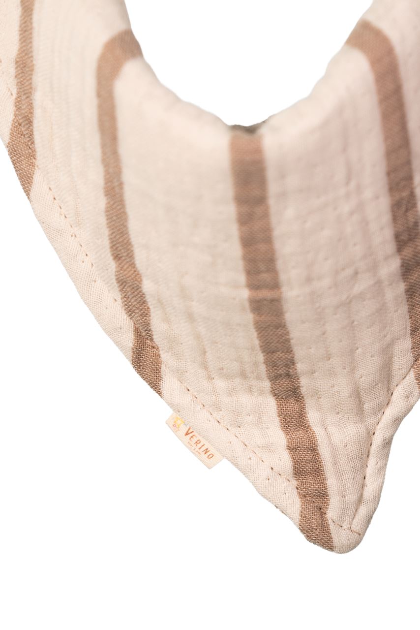 Musselin Bandana Lätzchen - Beige gestreift - 100% Bio-Baumwolle