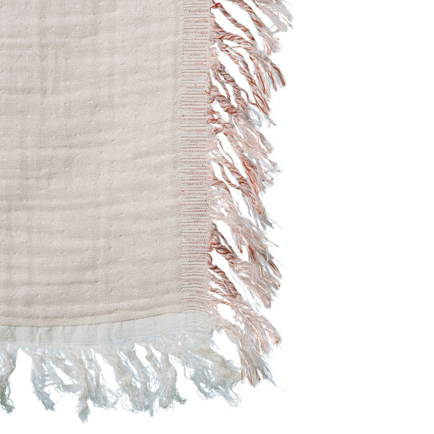 Musselin-Babydecke Rosa mit Fransen - 100% Bio-Baumwolle