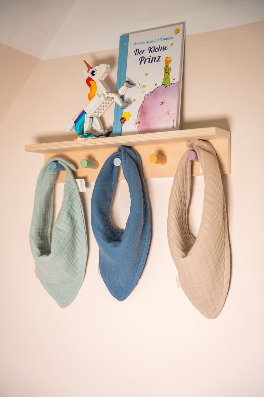 Musselin Bandana Lätzchen 3er Set - Blau, Mint, Beige - 100% Bio-Baumwolle