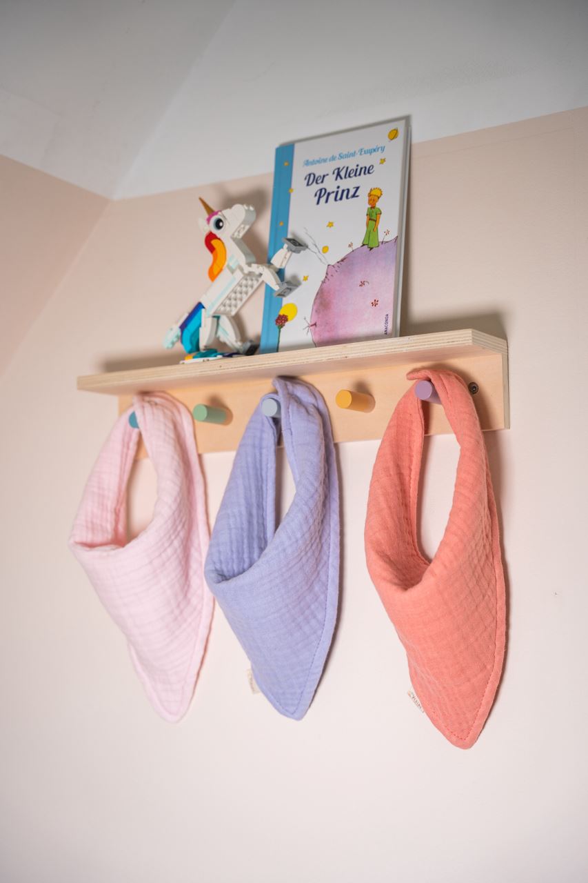 Musselin Bandana Lätzchen 3er Set - Rosa, Lachs, Lila - 100% Bio-Baumwolle