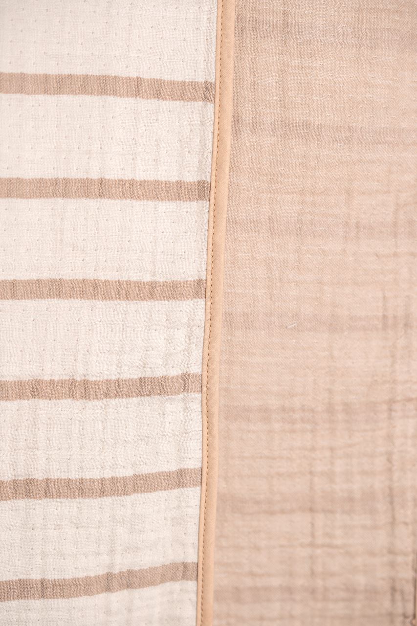 Musselin-Babydecke - Beige gestreift - 100% Bio-Baumwolle