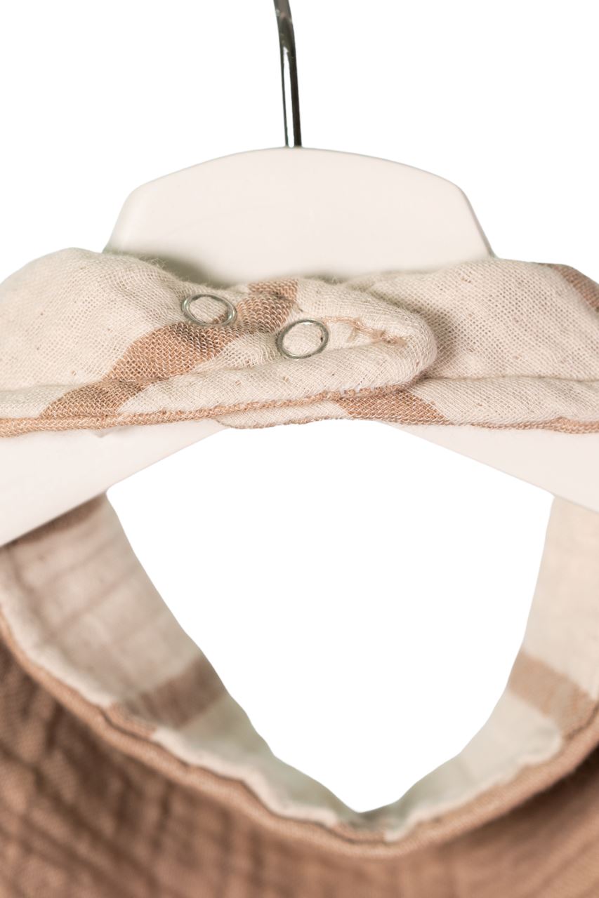 Musselin Bandana Lätzchen - Beige gestreift - 100% Bio-Baumwolle