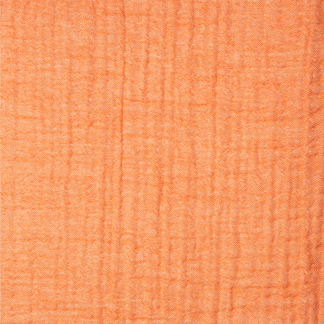 Musselin-Babydecke Orange / Weiß mit Fransen - 100% Bio-Baumwolle