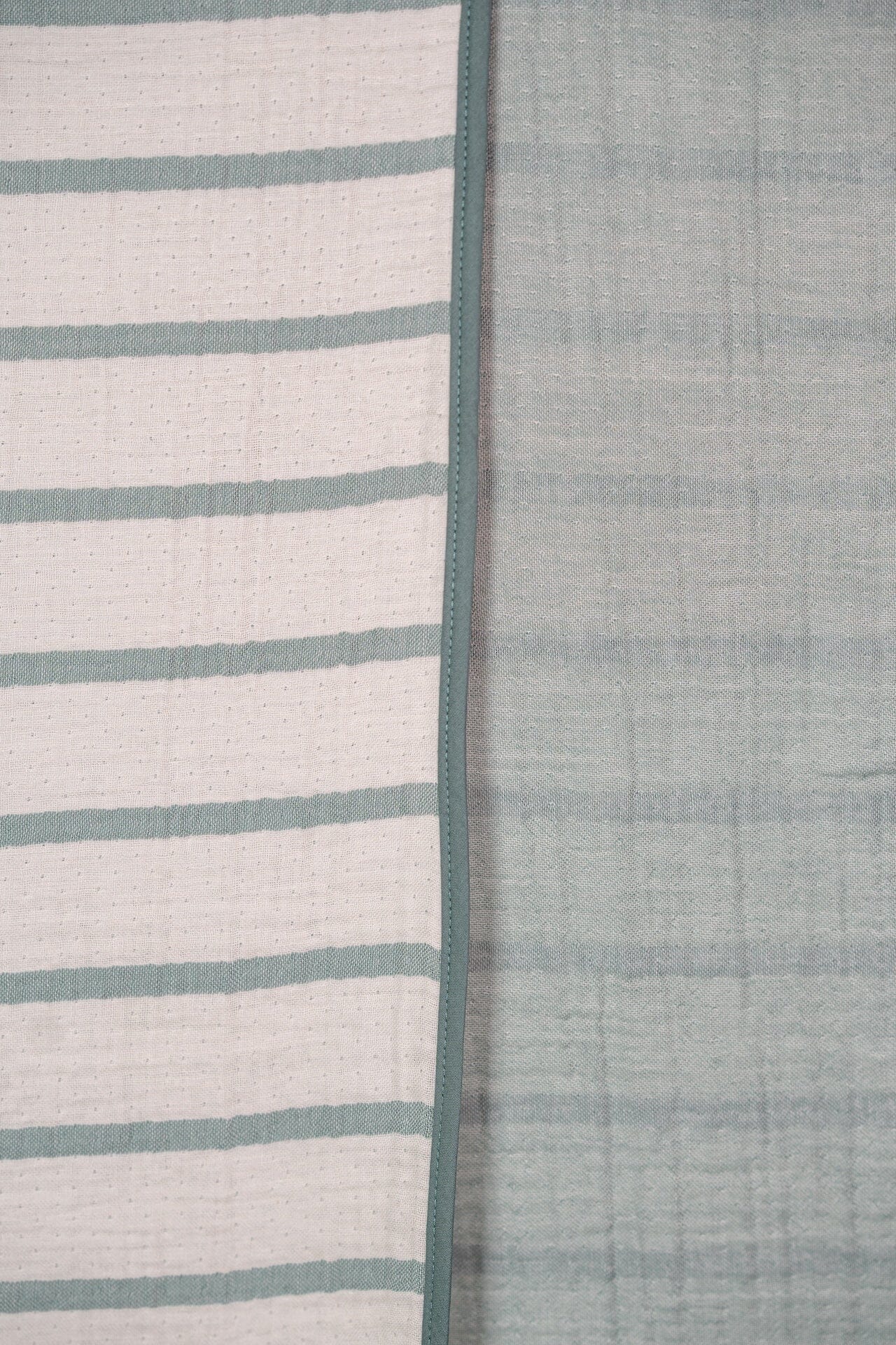 Musselin-Babydecke - Mint gestreift - 100% Bio-Baumwolle