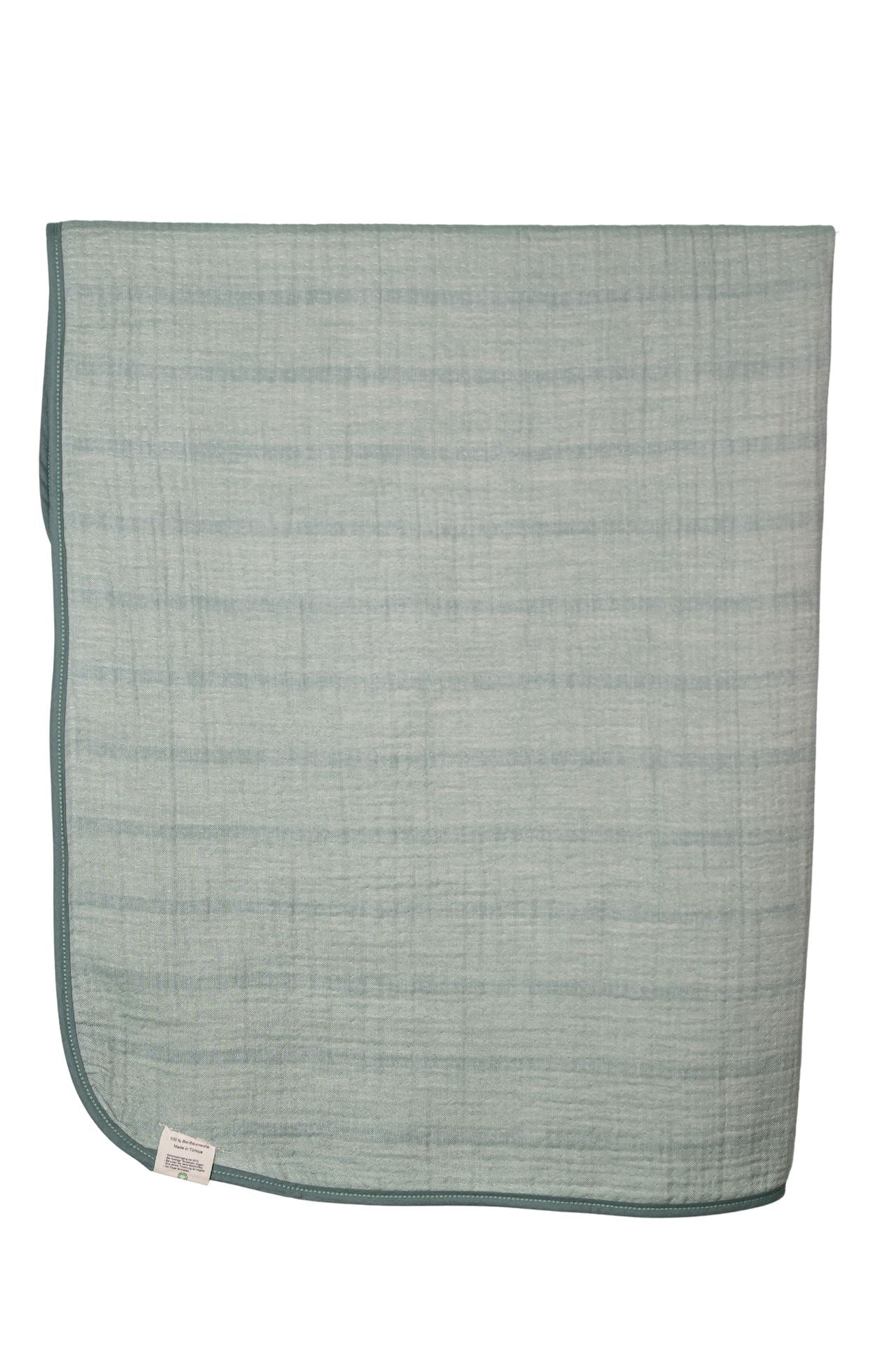 Musselin-Babydecke - Mint gestreift - 100% Bio-Baumwolle