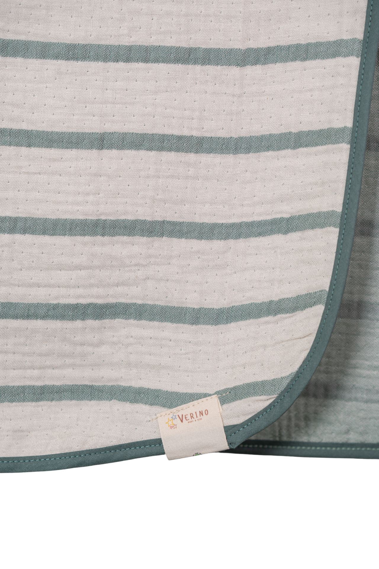 Musselin-Babydecke - Mint gestreift - 100% Bio-Baumwolle