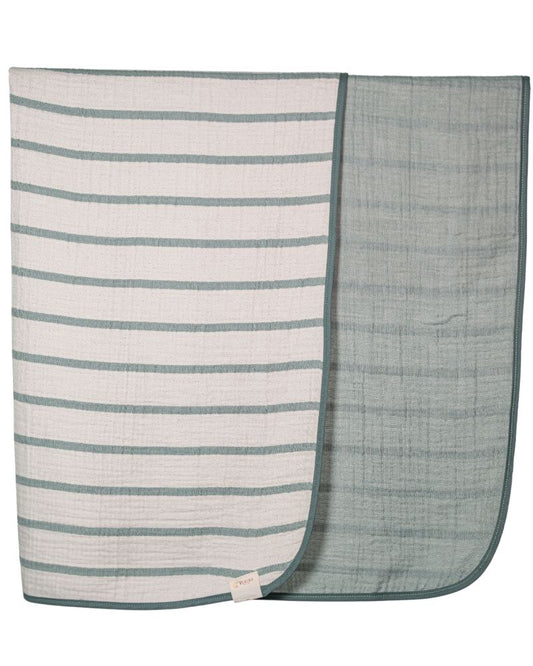 Musselin-Babydecke - Mint gestreift - 100% Bio-Baumwolle