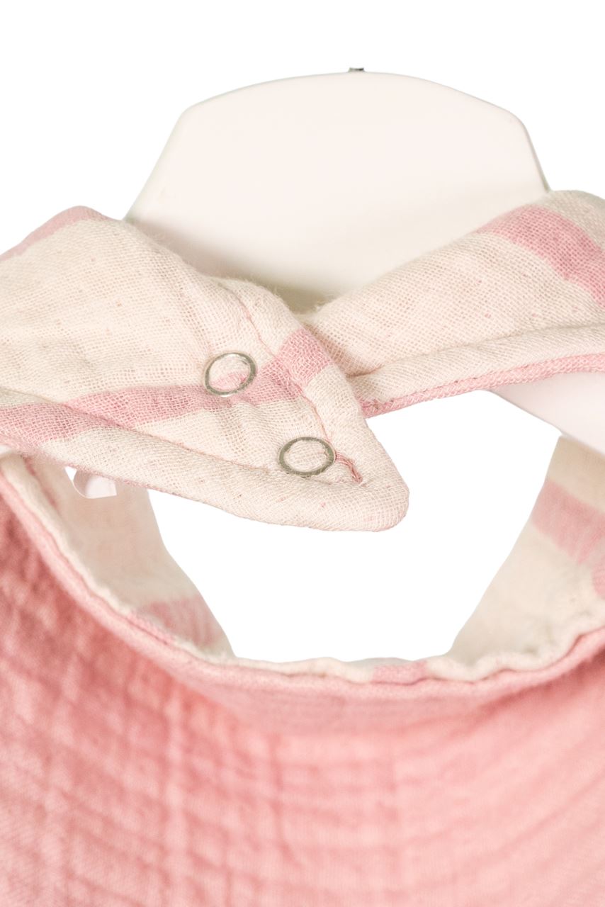 Musselin Bandana Lätzchen - Zartrosa gestreift - 100% Bio-Baumwolle