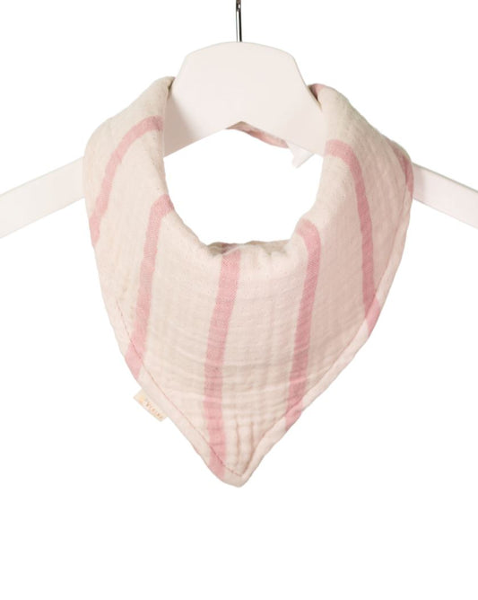 Musselin Bandana Lätzchen - Zartrosa gestreift - 100% Bio-Baumwolle