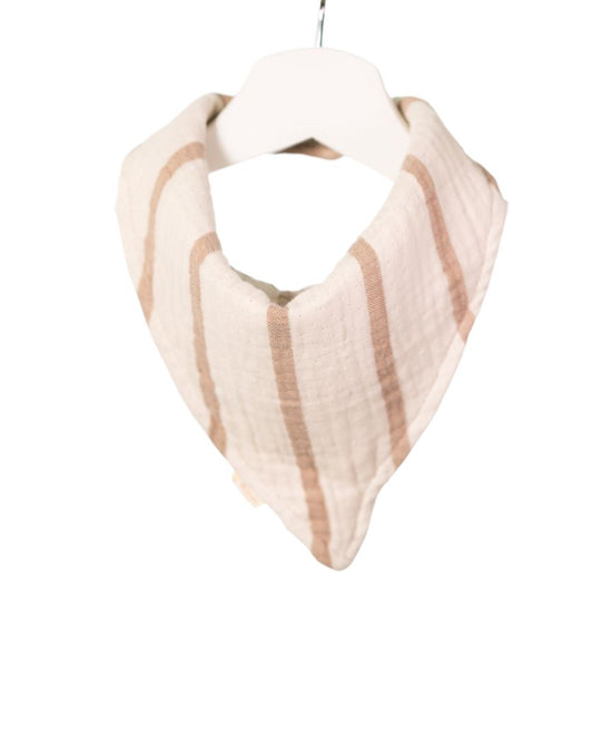 Musselin Bandana Lätzchen - Beige gestreift - 100% Bio-Baumwolle